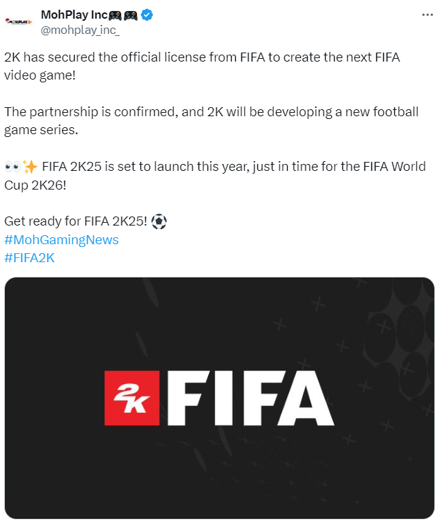 2K Resmi Gandeng FIFA, Rilis FIFA 2K25 Tahun Ini!